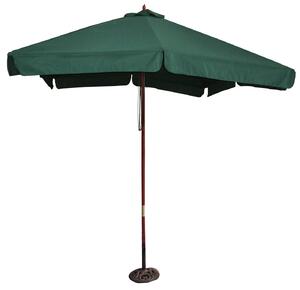 Ombrellone da Giardino 3x2 m Palo Ø48 mm in Legno e Poliestere Verde