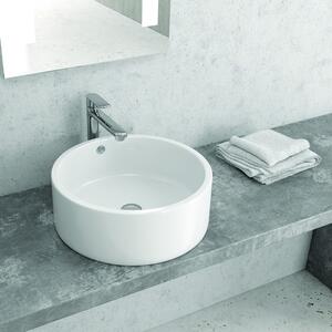 Kamalu lavabo design da appoggio rotondo 42cm in ceramica bianca lucida | litos-342