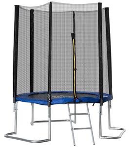Trampolino Tappeto Elastico per Adulti Ø223x230 cm in con Rete di Sicurezza Blu