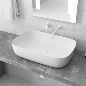 Kamalu lavabo da appoggio rettangolare colore bianco opaco 60cm | mil-lb