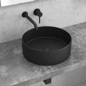 Kamalu lavabo da appoggio rotondo in ceramica nero opaco 35cm | litos-0006b