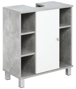 Mobile Sotto Lavabo Bagno 6 Ripiani 1 Anta 60x30x68 cm in Legno Grigio