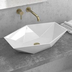 Kamalu lavabo da appoggio 57cm design esagonale bianco | litos-k57