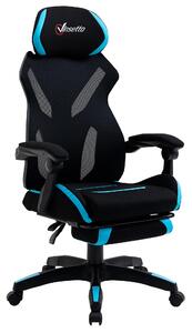 Sedia da Gaming Ergonomica 65x65x119-129 cm in Tessuto Nero