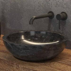 Lavabo bagno design da appoggio in marmo nero 40cm | Litos-EN40 - KAMALU