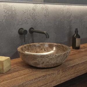 Kamalu lavabo bagno da appoggio in marmo grigio/marrone 40cm | litos-eg40