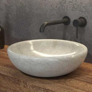 Kamalu lavabo in marmo colore crema 40cm con bordo arrotondato | litos-sc40
