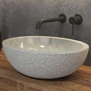 Kamalu lavabo bango in marmo bocciardato colore crema 45cm litos-lbc40
