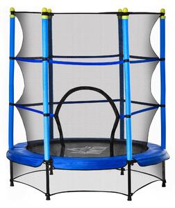 Trampolino Tappeto Elastico per Bambini Ø140x158 cm in Acciaio Blu e Nero