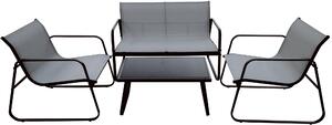 Set Salotto da Giardino Divano 2 Poltrone e Tavolino in Alluminio e Textilene Grigio e Antracite