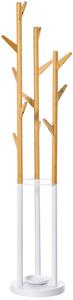 Appendiabiti da Terra 30,5x30,5x174,5 cm in Metallo e Bambù Legno e Bianco