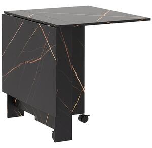 Tavolo da Pranzo Pieghevole per 2-6 Persone 120x80x73 cm con Ruote in Truciolato Nero Effetto Marmo