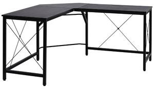 Scrivania da Ufficio Grande ad Angolo in Metallo e MDF 150x150x76 cm Nera
