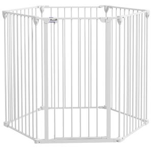 PawHut Cancellino per Cani di Taglia Media Pieghevole a 6 Pannelli, in Acciaio e Plastica, 123x102x100 cm, Bianco|Aosom