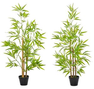 Set 2 Piante Artificiali Bambù H120 cm con Vaso Verde