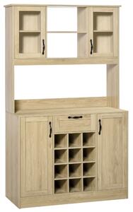 Mobile Credenza Alta da Cucina 106x48x180 cm in Legno Rovere