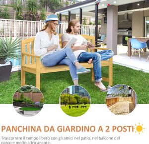 Outsunny Panchina da Giardino 2 Posti con Seduta e Schienale a Doghe, in Legno di Abete, 143x51x85 cm