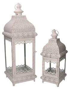Set 2 Lanterne in Metallo crema e oro