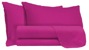 Set Lenzuola Matrimoniale Sopra Sotto e Federe Tinta Unita Fucsia