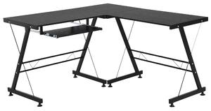 Scrivania da Ufficio Grande ad Angolo in Acciaio e MDF 130x130x73.5 cm Nera