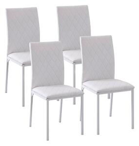 Set 4 Sedie Imbottite 41x50x91 cm in Similpelle Bianco