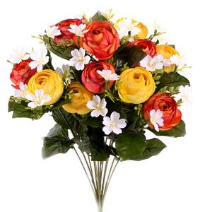 Set 2 Bouquet Artificiale di Ranuncoli Composto da 13 Fiori Altezza 44 cm Arancio