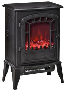 Camino Elettrico da Pavimento 39x24x56,5 cm Effetto Fiamma 2000W Nero
