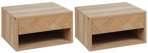 Set 2 Comodini Sospesi 37x32x21 cm in Legno Naturale