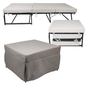 Pouf Letto Brandina con Materasso Pieghevole 78x78x47 cm Avalli Contract Tortora