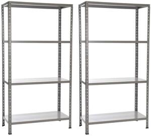 Set 2 Scaffali in Metallo 4 Ripiani 60x30x140 cm Grigio