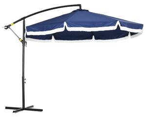 Outsunny Ombrellone Decentrato a 8 Stecche con Base a Croce, in Acciaio e Poliestere, Ø295x260 cm, Blu Scuro|Aosom