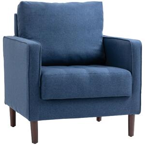 Poltrona 76x70x87 cm in Tessuto Effetto Lino Blu