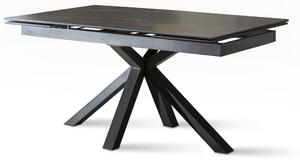 Tavolo Allungabile 160/240x90x76 cm in Metallo con Top Ceramica su Vetro Marmo Nero