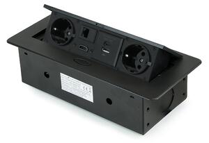 Multipresa Atom per Scrivania in Alluminio e Plastica Emuca Nero