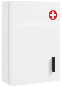Armadietto Porta Medicinali da Parete 40x18x60 cm con 2 Chiavi e 6 Scomparti in Acciaio Laminato Bianco