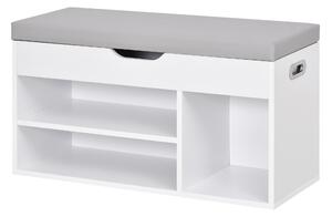 Mobile Scarpiera con Panca 80x30x43 cm in MDF Bianca