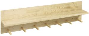 HOMCOM Mensola da Parete in Legno di Abete con 7 Ganci per Ingresso e Soggiorno, 80x12x20 cm|Aosom