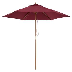 Ombrellone da Giardino Ø2,5 m Palo Ø38 mm in Legno e Poliestere Bordeaux