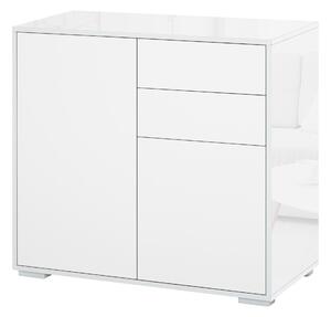 Mobile Multiuso 2 Cassetti 2 Ante 79x36x74 cm in Legno Bianco