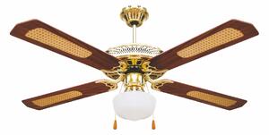 Ventilatore da Soffitto con 4 Pale e Lampada Ø130cm 3 Velocità  Kooper Windy Marrone