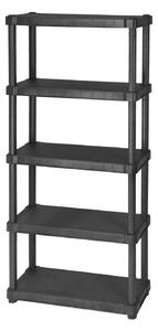 Scaffale 5 Ripiani 30x80x188 cm in Resina Nero