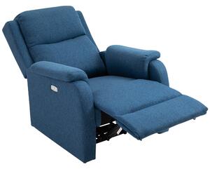 Poltrona Relax Reclinabile Elettrica 77x91x106 cm in Tessuto Blu