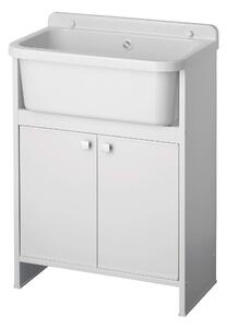 Mobile Lavanderia in PVC 54x26x80 cm 2 Ante per Interno ed Esterno Forlani Clear Bianco