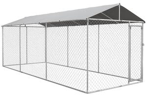 PawHut Kennel per Cani da Esterno con Tetto Impermeabile in Tessuto Oxford e Acciaio, 6x2.3x2.3m, Argento|Aosom