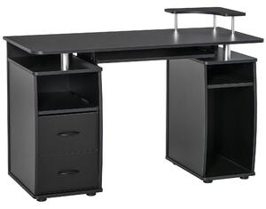 Scrivania da Ufficio 120x55x85 cm con Cassetti e Mensola in Truciolare Nero