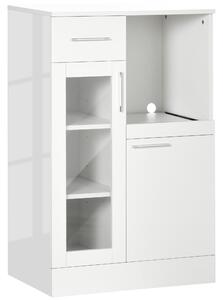 Credenza Moderna 60x40x95 cm Salvaspazio in Legno e Vetro Bianco