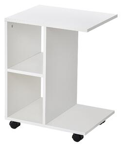 Tavolino da Salotto 45x35x58 cm 2 Ripiani con Ruote Bianco