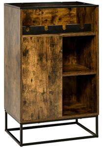Mobile Multiuso con Portabottiglie 60x40x100 cm in Metallo Vetro e Truciolare Marrone