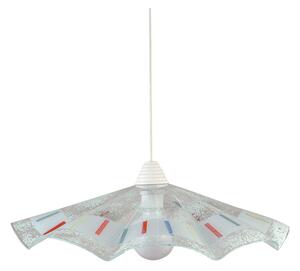 Sospensione D50 1xE27 Montatura Bianca Vetro Lastra Bianco E-Energy Bianca