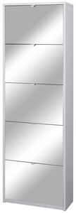 Scarpiera 5 Ante con Specchio 63x190x29 cm Bianco Fiammato